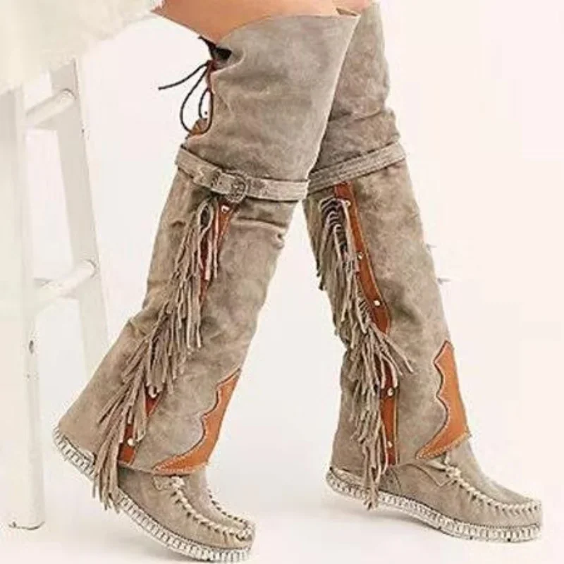 Ethnic Fashion Women - Botas bohemias hasta la rodilla para