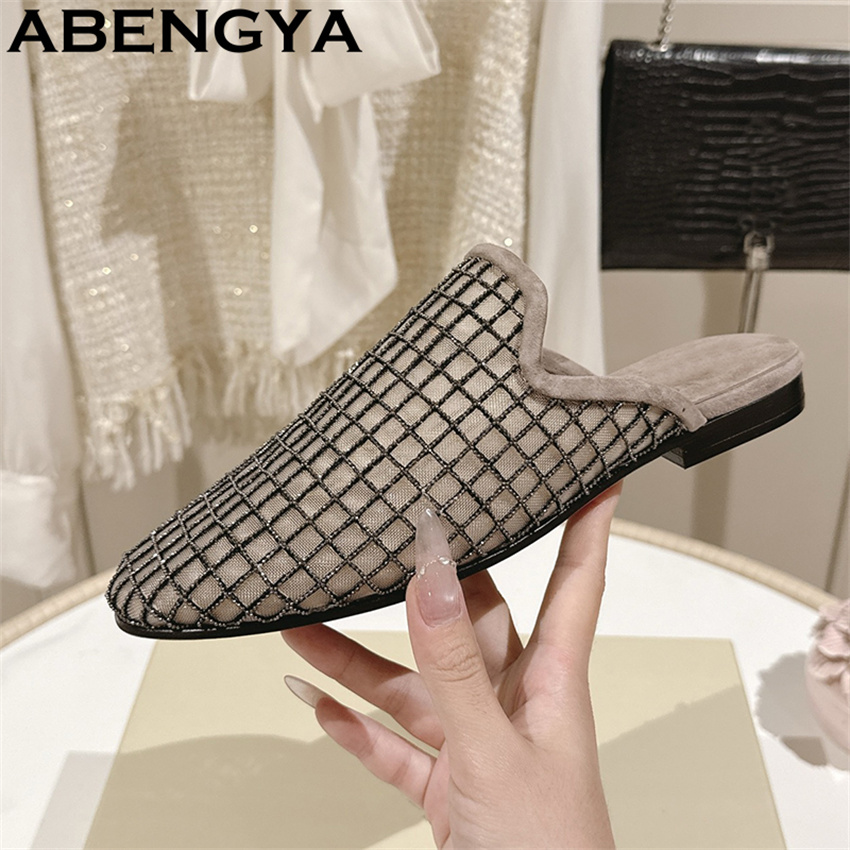 Ethnic Fashion Women - Zapatillas planas de encaje brillante con