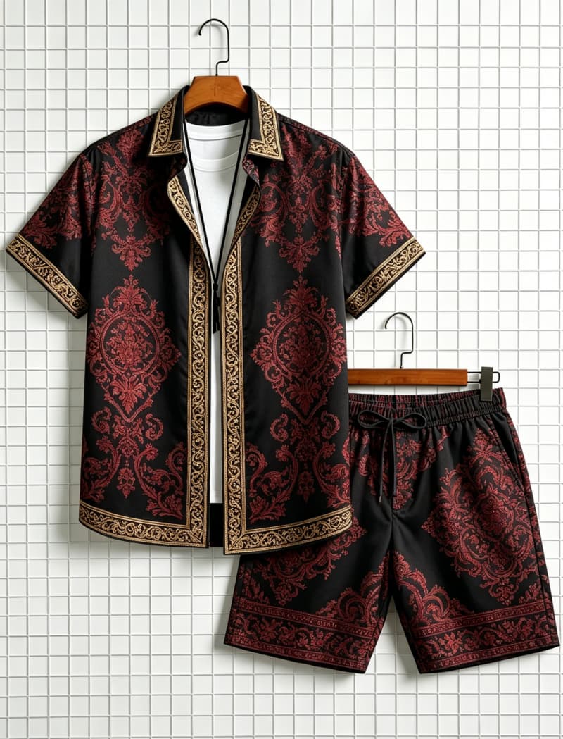 Ethnic Fashion Clothing - Conjunto de camisa de manga corta