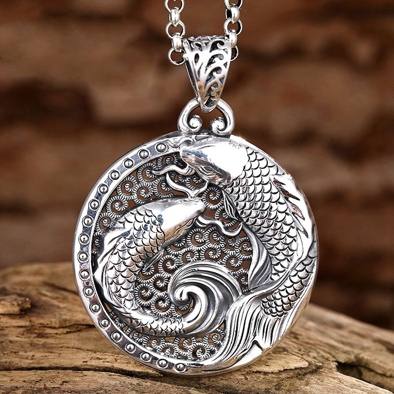 Ethnic Fashion World - Colgante Retro de Plata Pura con