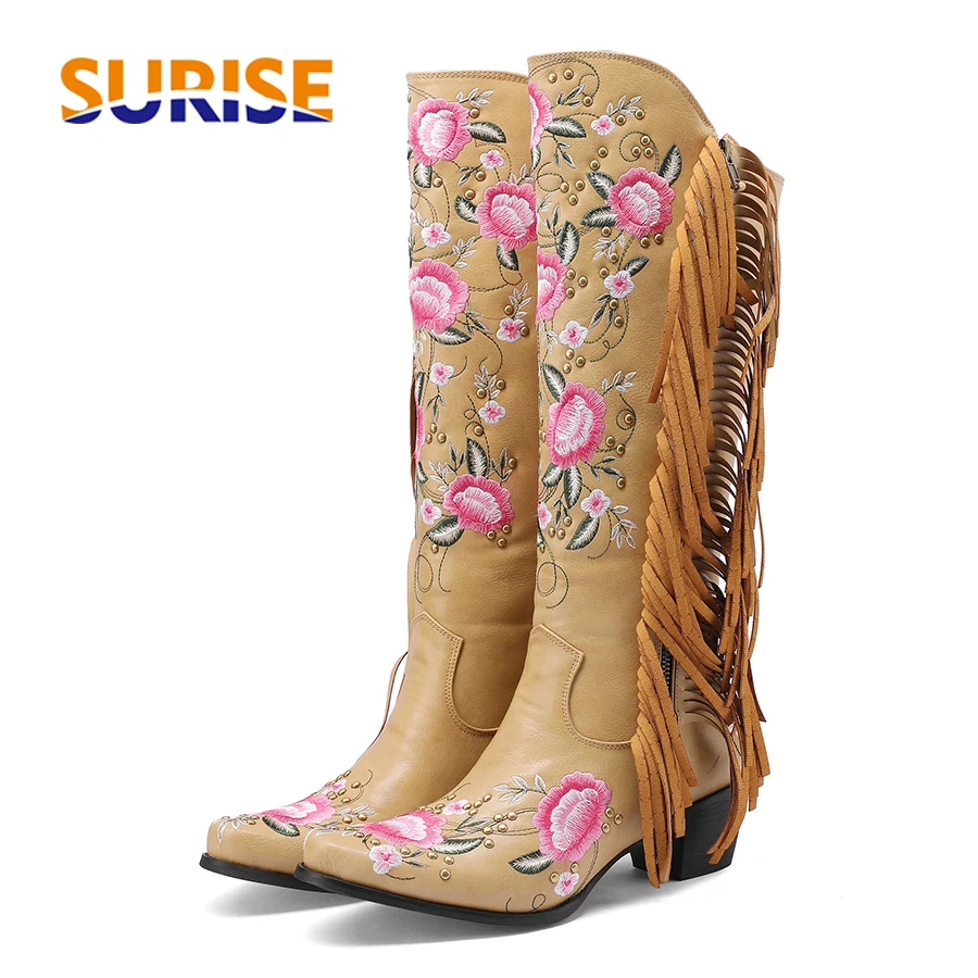 Ethnic Fashion Women - Botas hasta la rodilla occidentales con