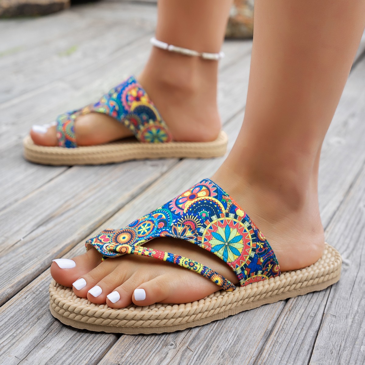 Ethnic Fashion Women - Sandalias de Plataforma para Mujer, Chanclas