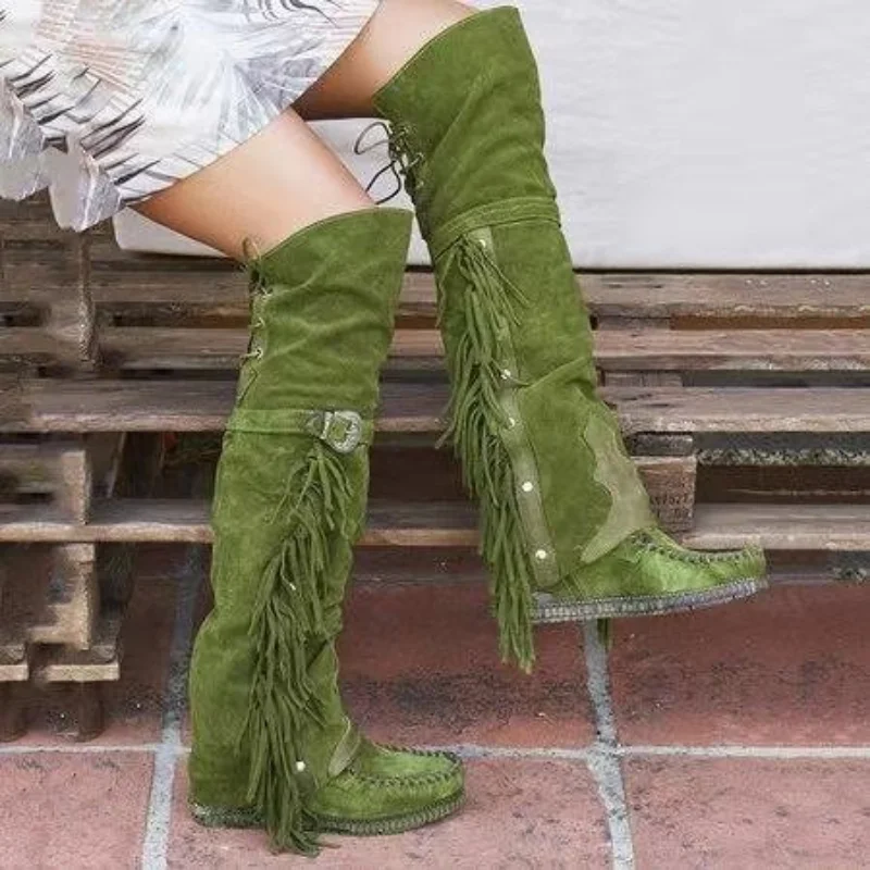 Botas bohemias hasta la rodill - Ethnic Fashion Women reseña y precio