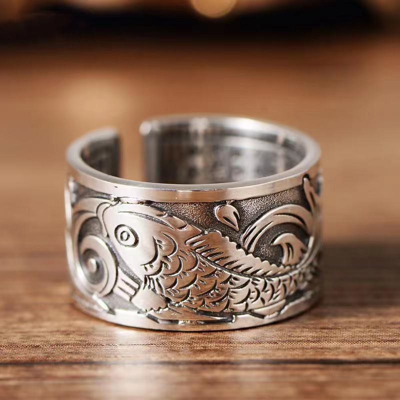 Anillo con diseño de pez Koi p - Ethnic Wear Fashion Brand reseña y precio