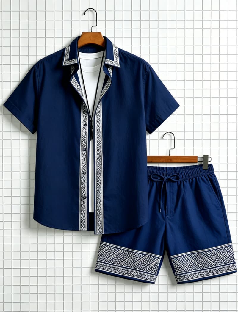 Conjunto de camisa de manga co - Ethnic Fashion Clothing reseña y precio