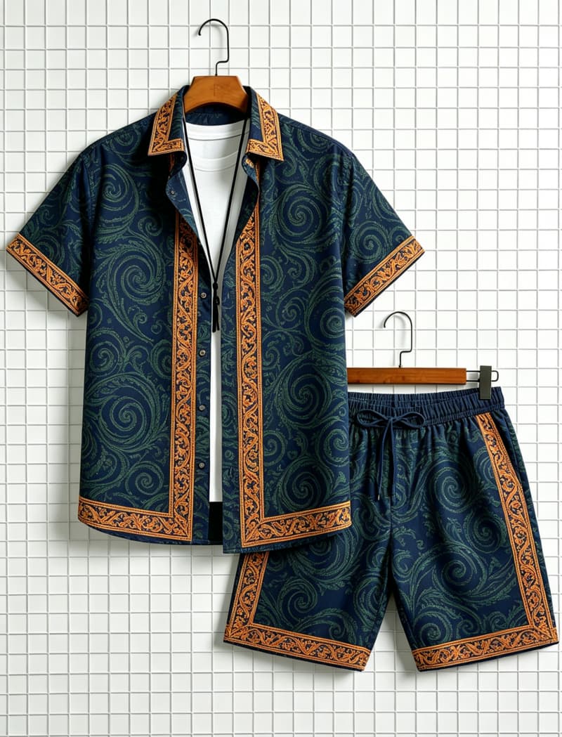 Conjunto de camisa de manga co - Ethnic Fashion Clothing reseña y precio