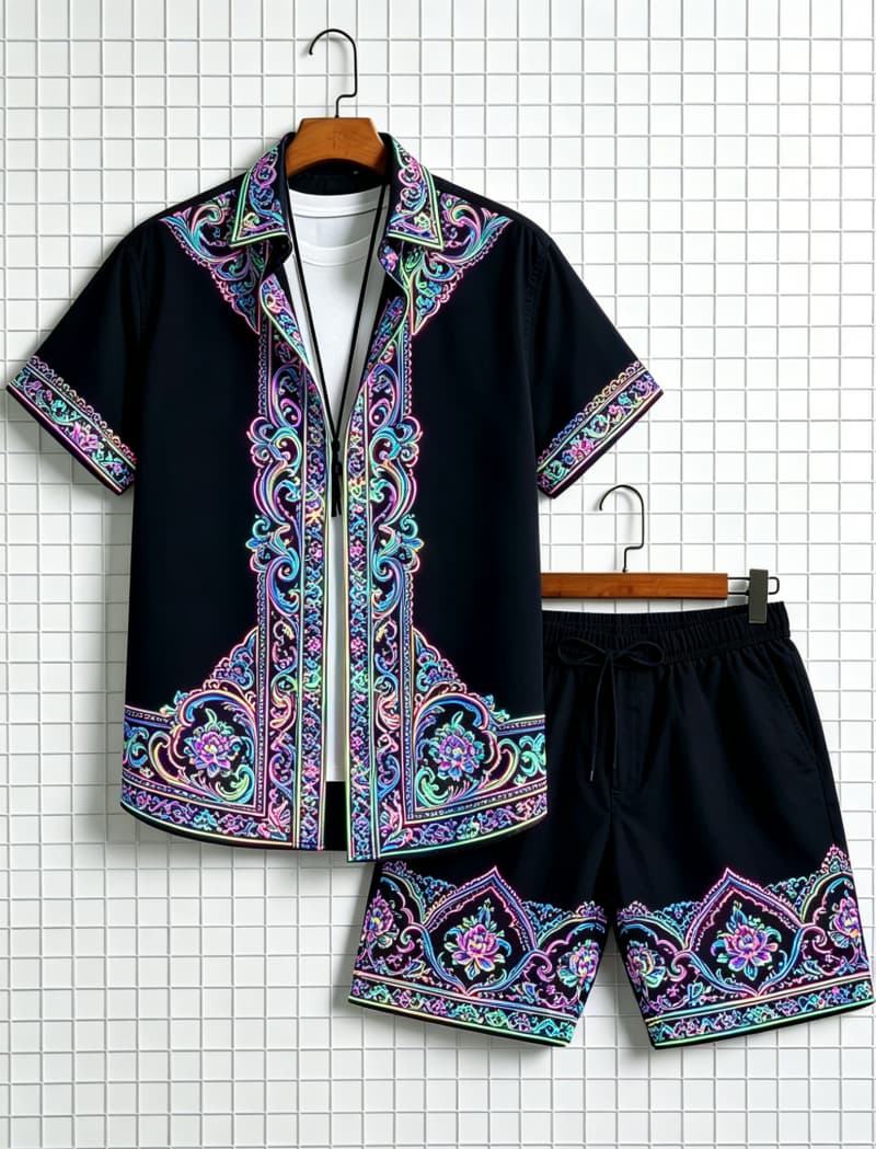 Conjunto de camisa de manga co - Ethnic Fashion Clothing reseña y precio
